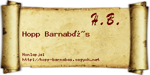 Hopp Barnabás névjegykártya